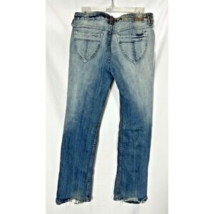 Refuge Vintage Y2K Jeans Womens 13 Beaded Flare Ripped Hem Faded Grunge Denim